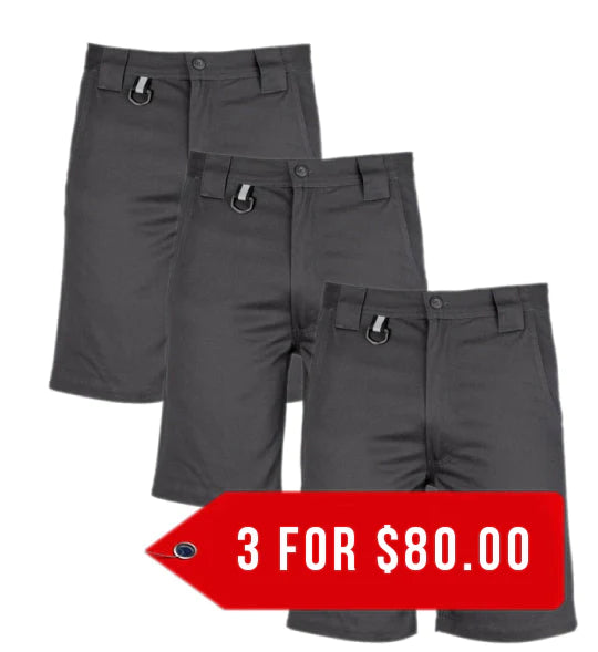 Syzmik ZW011 Mens Plain Utility Short - 3 Pack